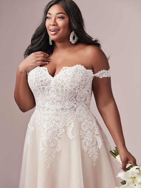 Vanessa (Curve) (CRV-9RS806ZU) Shoulder Plus Size A Line Princess Wedding Dress by Rebecca Ingram