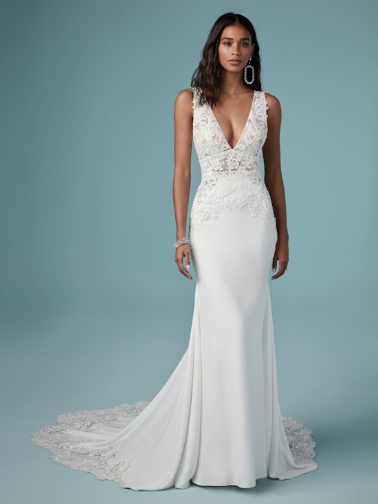 Aidan (9MW858) Sexy Crepe Wedding Dress by Maggie Sottero