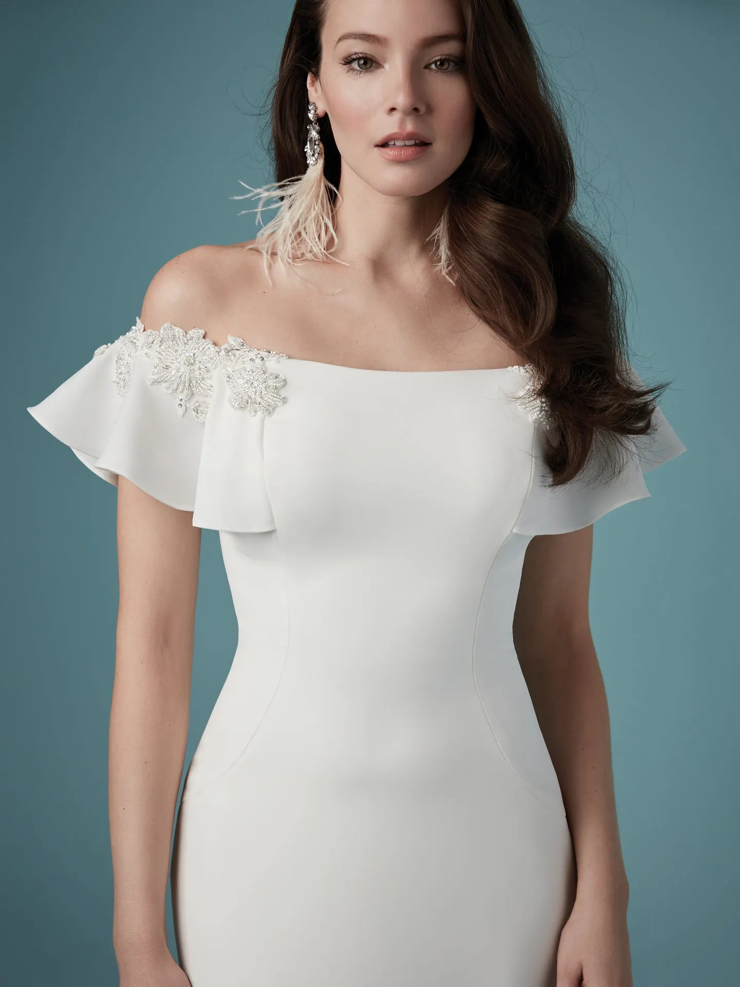 Ainsley  Simple Off the Shoulder Wedding Dress by Maggie Sottero