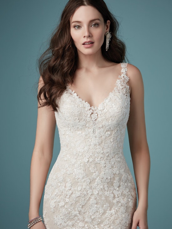Ambrose (9MW888) V Neckline Lace Wedding Dress by Maggie Sottero