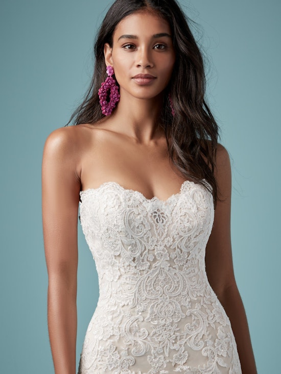 Kiera (9MS903) Blush Lace Strapless Wedding Dress by Maggie Sottero