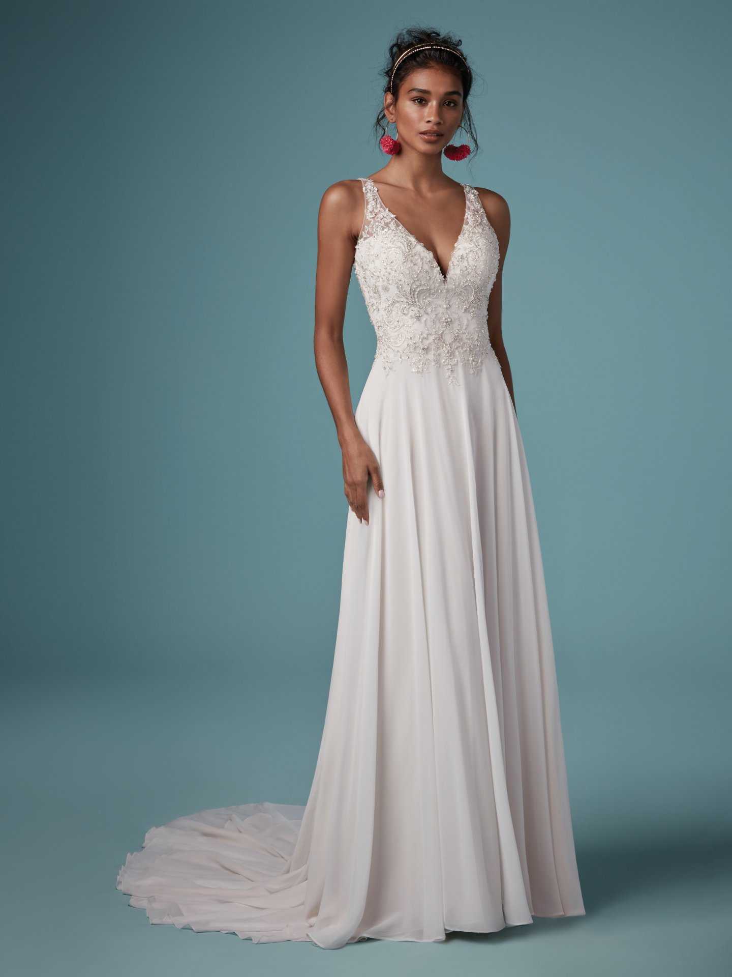 maggie sottero chiffon wedding dress