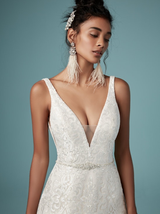 Monica (9MT824) Brocade A Line Wedding Dress by Maggie Sottero