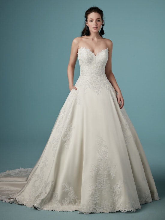 Sheridan (Curve) (CRV-9MC912) ace and Mikado Ballgown Wedding Dress by Maggie Sottero