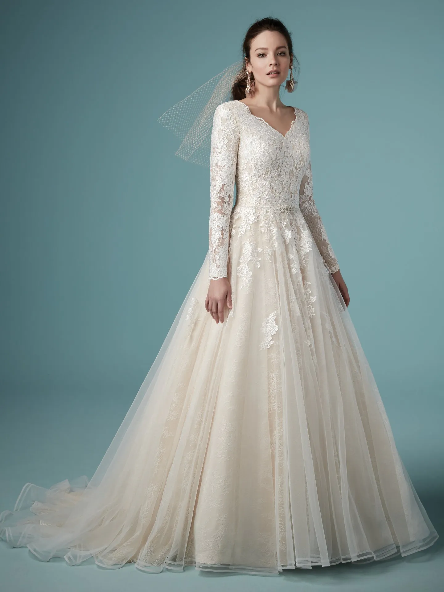 Shiloh Leigh  Long Sleeve Modest Lace Wedding Dress by Maggie Sottero