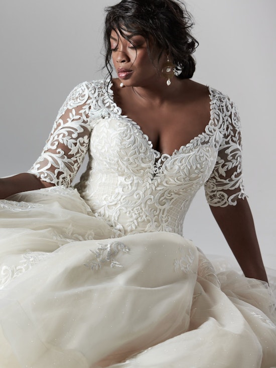River Lynette Dawn (Curve) (9SC841ACMC) Sleeved Lace Ballgown Wedding Dress by Sottero and Midgley