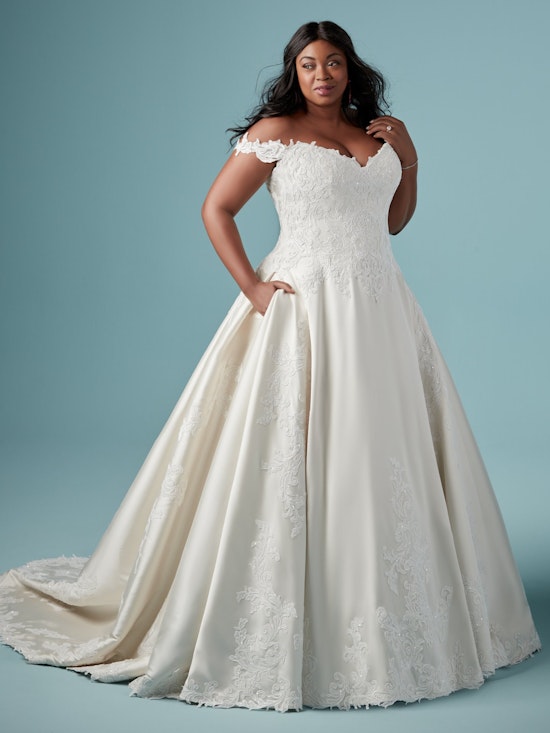 Sheridan (Curve) (CRV-9MC912) lus Size Lace and Mikado Ballgown Wedding Dress by Maggie Sottero