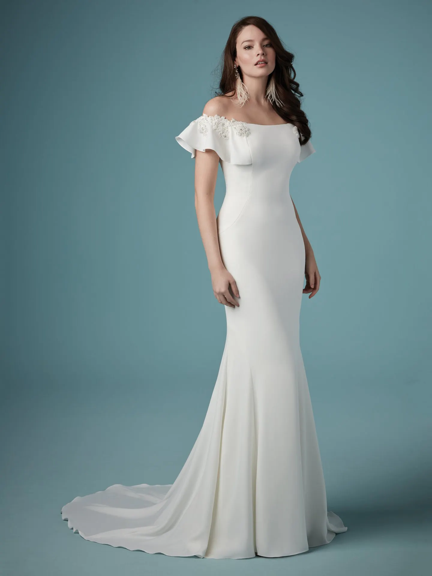 Ainsley  Simple Off the Shoulder Wedding Dress by Maggie Sottero