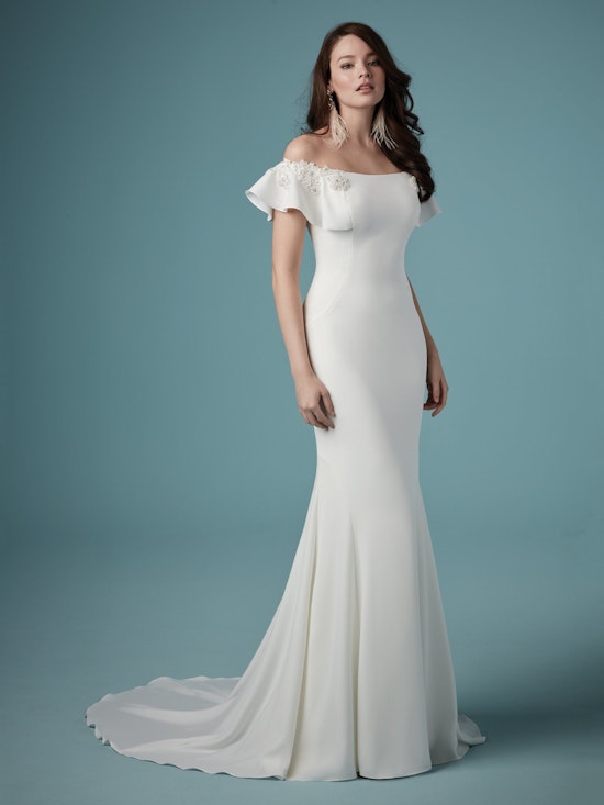 Ainsley (9MW890) Simple Off the Shoulder Wedding Dress by Maggie Sottero