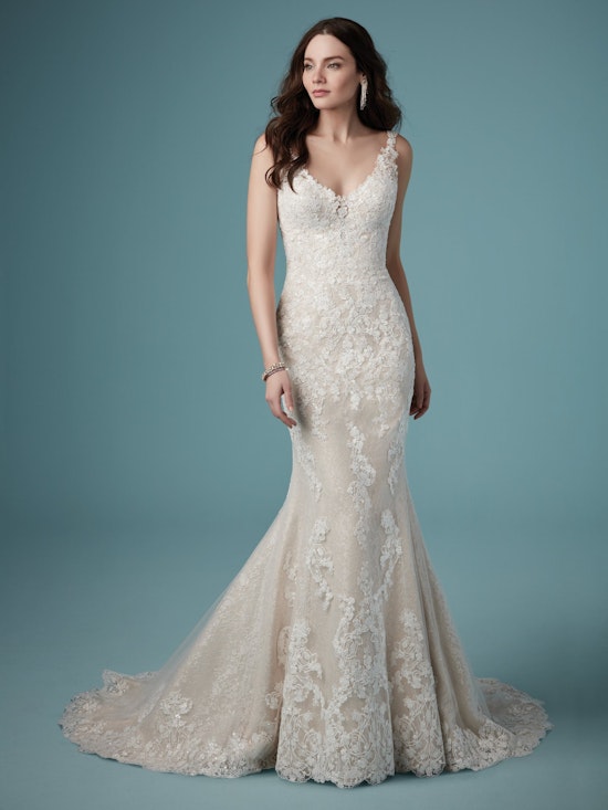 Ambrose (9MW888) V Neckline Lace Wedding Dress by Maggie Sottero