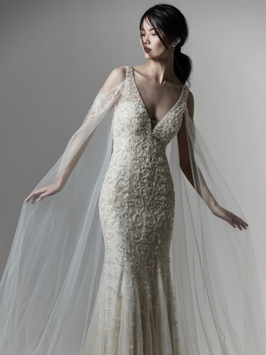 Bentley (9ST920) Beaded Vintage Dress and Detachable Cape Wedding Dress by Sottero and Midgley