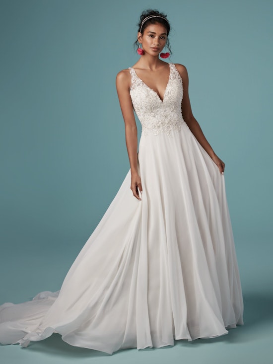 Melody (9MS837) Vintage Chiffon Wedding Dress by Maggie Sottero