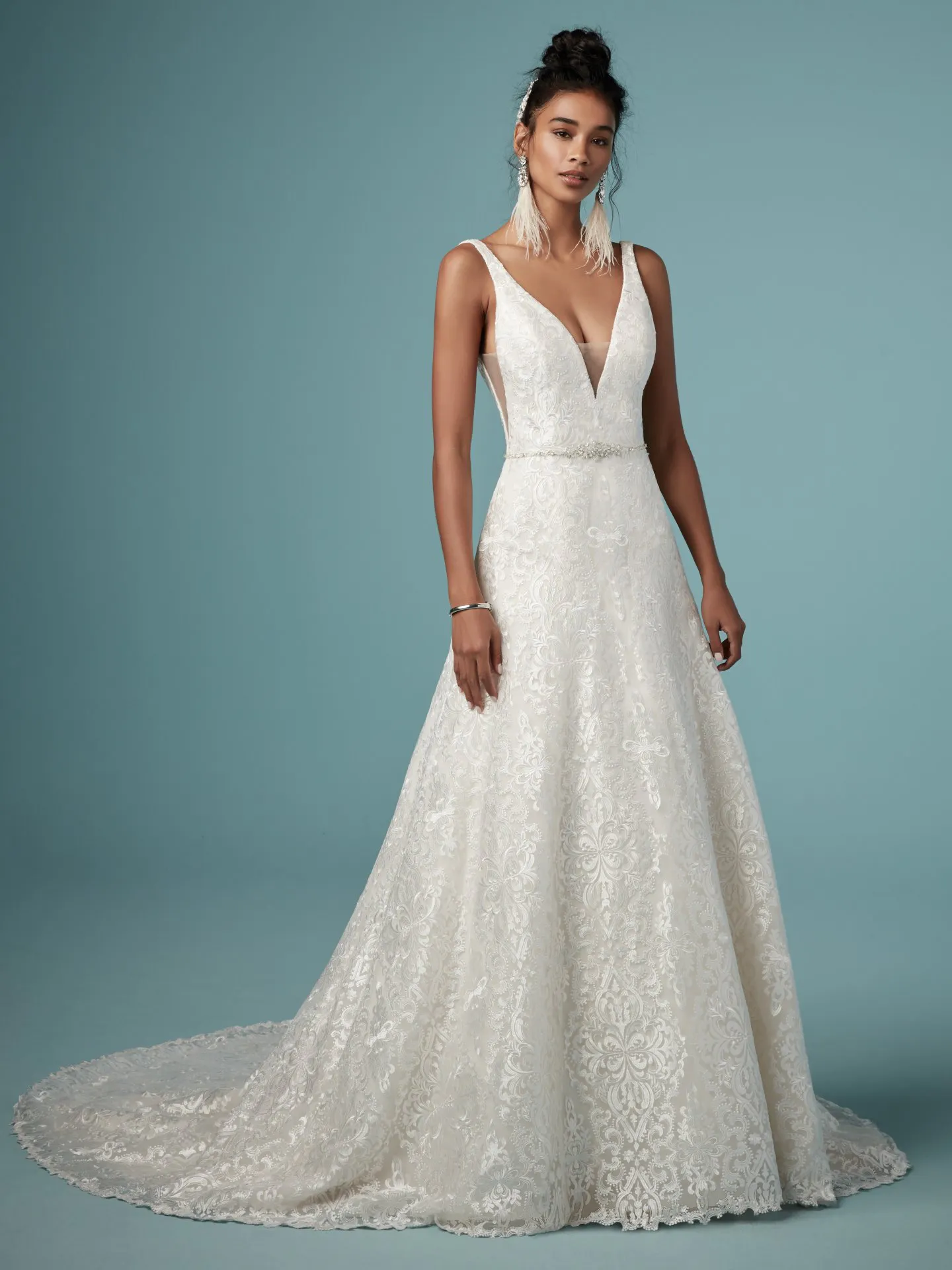 Monica  Brocade A Line Wedding Dress by Maggie Sottero