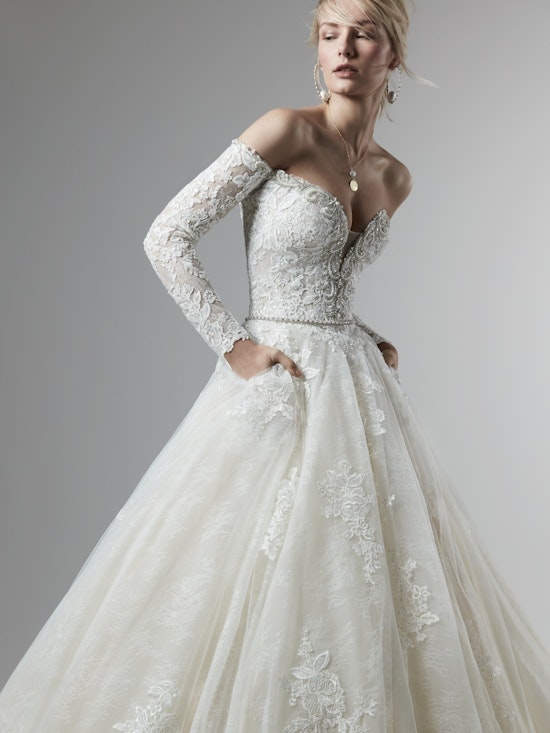 Porter Marie (9SS868) Off the Shoulder Long Sleeve Ballgown Wedding Dress by Sottero and Midgley