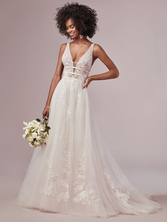 Raelynn (9RT827) Boho A Line Wedding Dress by Rebecca Ingram