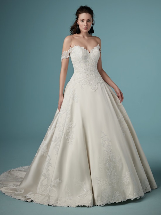 Sheridan (Curve) (CRV-9MC912) ace and Mikado Ballgown Wedding Dress by Maggie Sottero