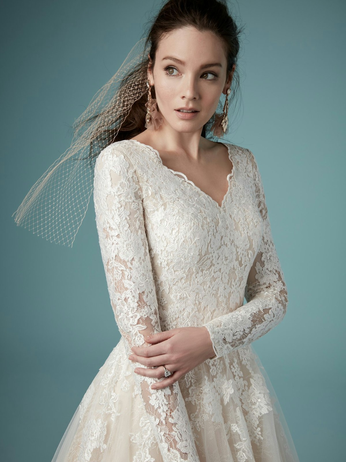 Shiloh Leigh (9MS875) Long Sleeve Modest Lace Wedding Dress by Maggie Sottero