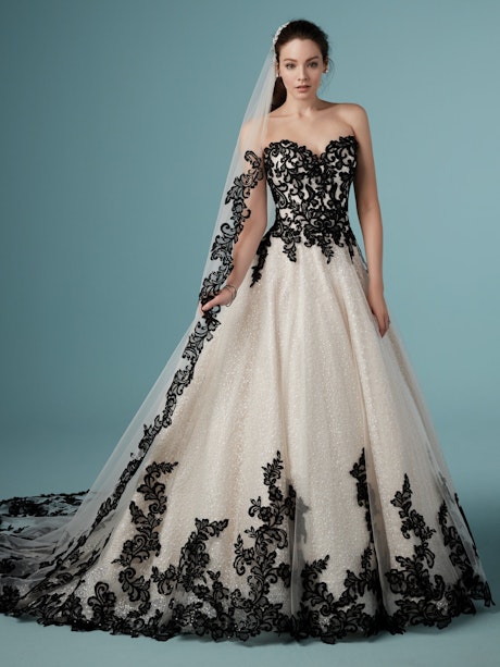 Tristyn (9MC914) Black and Champagne Ballgown Wedding Dress by Maggie Sottero