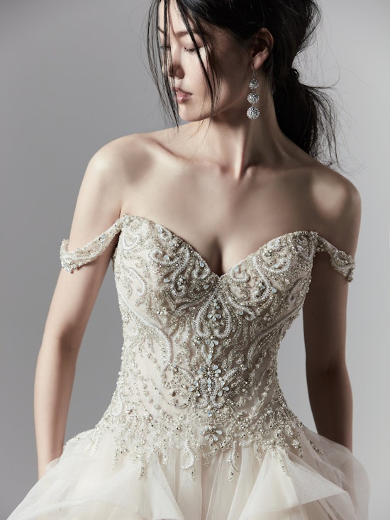 Wesley (9SS854) Beaded Vintage Bodice with Layered Ballgown Wedding Dress by Sottero and Midgley