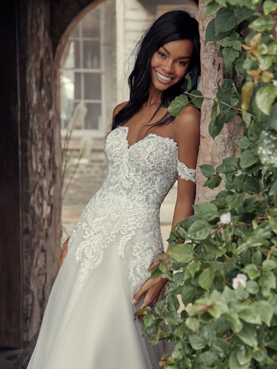 Vanessa (Curve) (CRV-9RS806ZU) Shoulder A Line Princess Wedding Dress by Rebecca Ingram