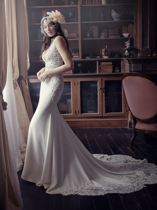 Aidan (9MW858) Sexy Crepe Wedding Dress by Maggie Sottero