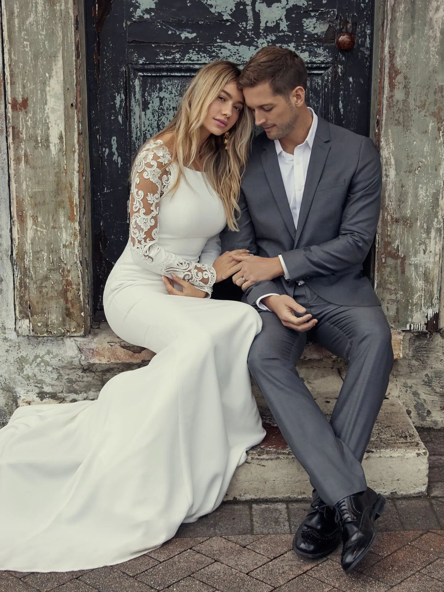 Bethany Long Lace Sleeve Simple Wedding Dress by Rebecca Ingram