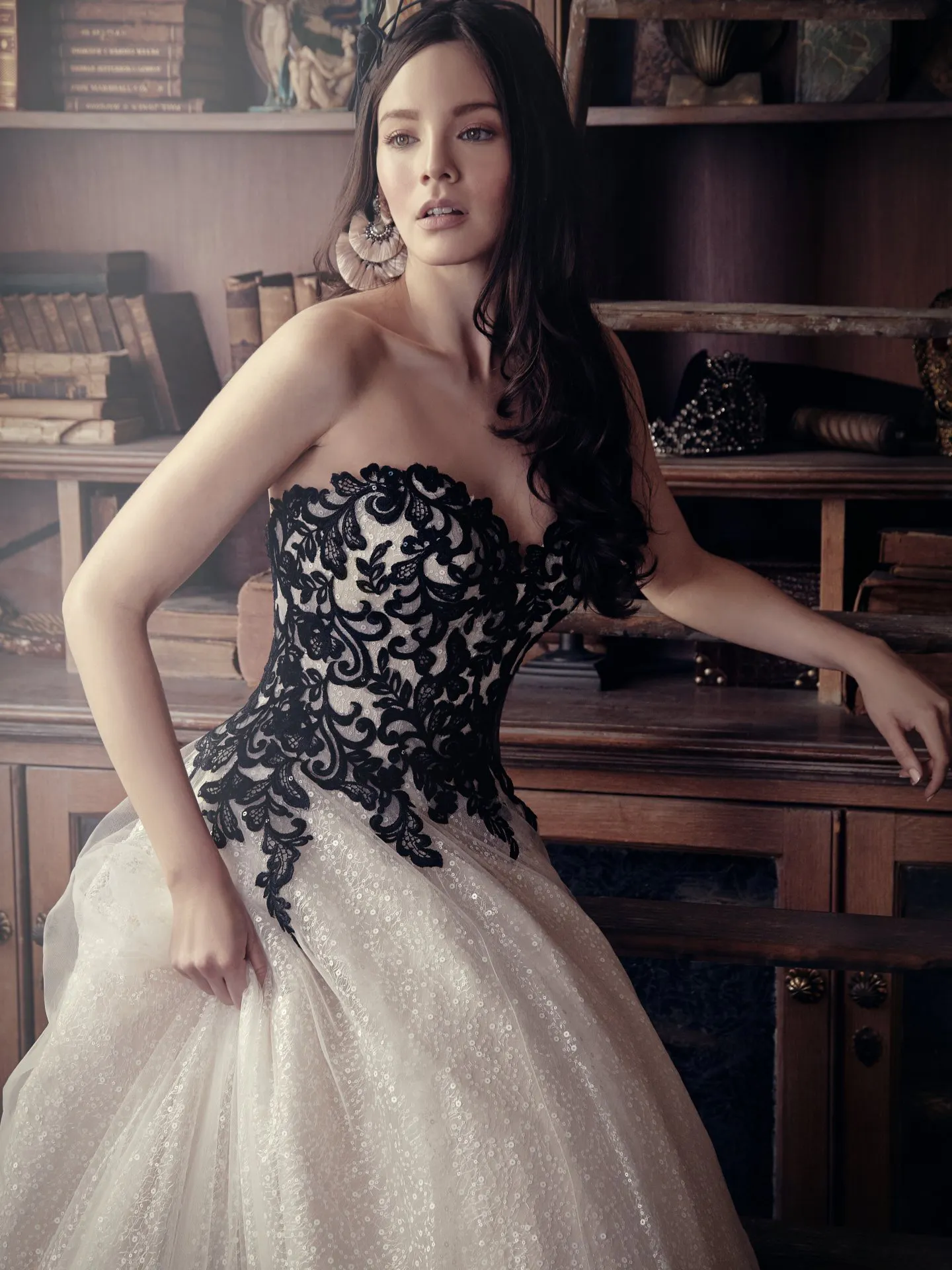 maggie sottero black wedding dress Tristyn Lace Ball Gown | Berry Strapless Sheath Dress Sottero and Midgley Zander _okendo:syndication_key:CL128401002 Color:wine red high low