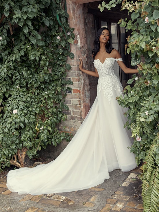 Vanessa (Curve) (CRV-9RS806ZU) Shoulder A Line Princess Wedding Dress by Rebecca Ingram