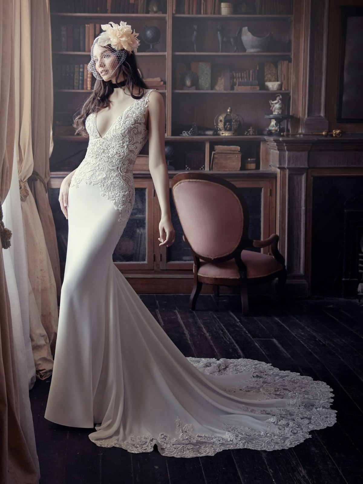 Aidan (9MW858) Sexy Crepe Wedding Dress by Maggie Sottero
