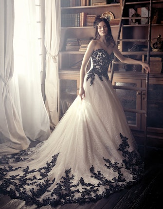 Tristyn (9MC914) Black and Champagne Ballgown Wedding Dress by Maggie Sottero