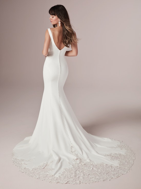 Alice Stunning Simple Crepe Sheath Wedding Dress | Rebecca Ingram