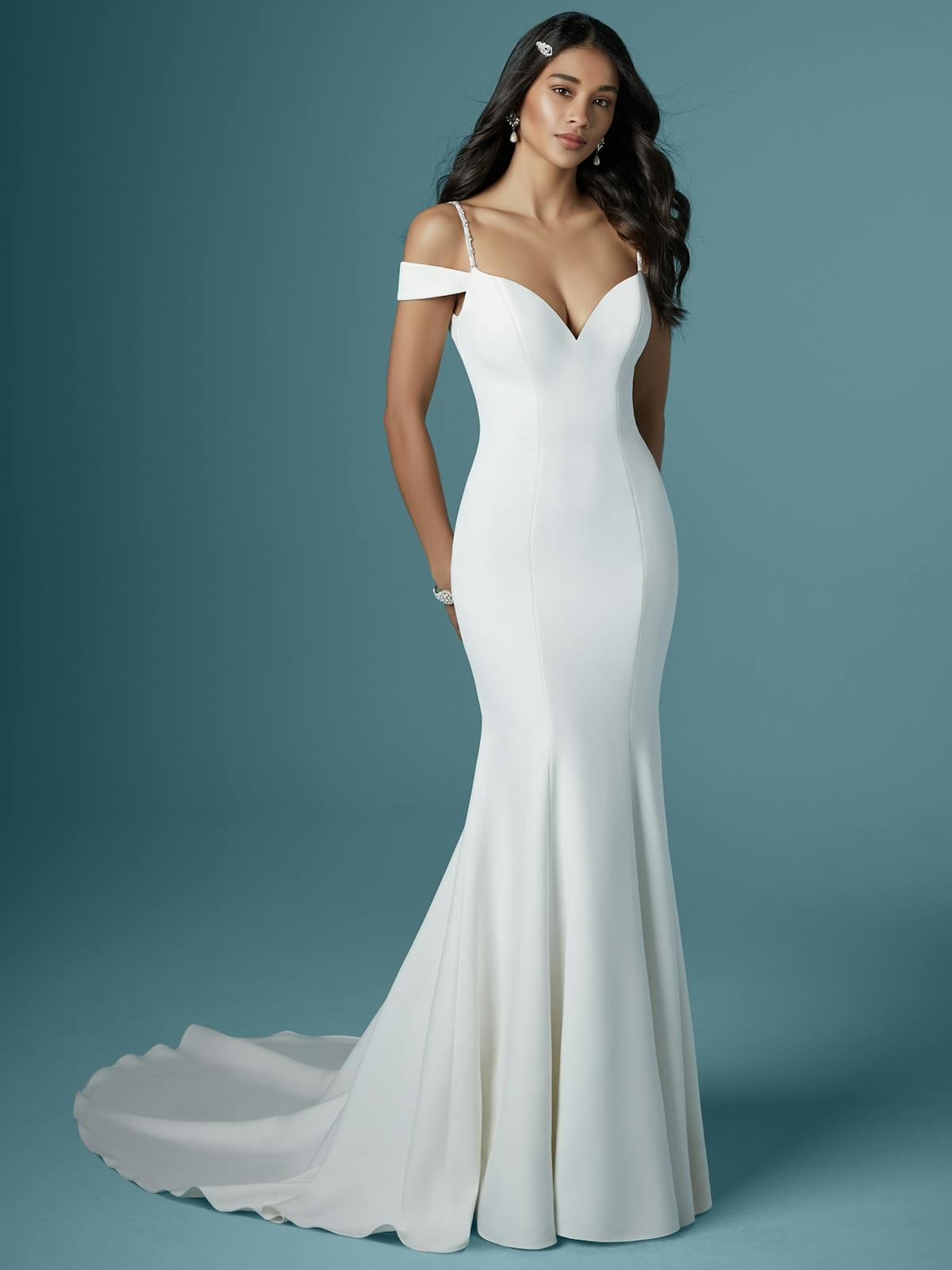 Eve Marie OfftheShoulder FitandFlare Bridal Dress