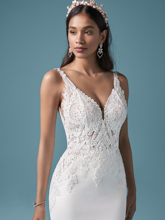 Adair Sexy Crepe Sheath Wedding Gown | Maggie Sottero