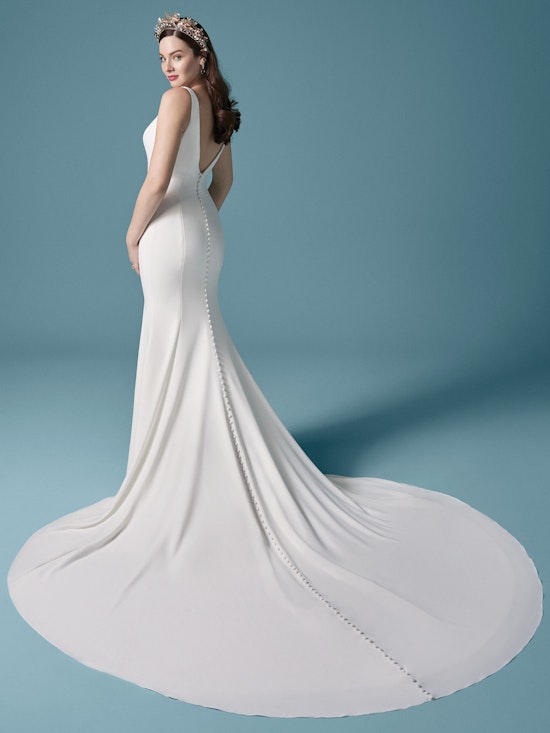 Fernanda Minimalist Crepe Fit-and-Flare Wedding Dress, 50% OFF