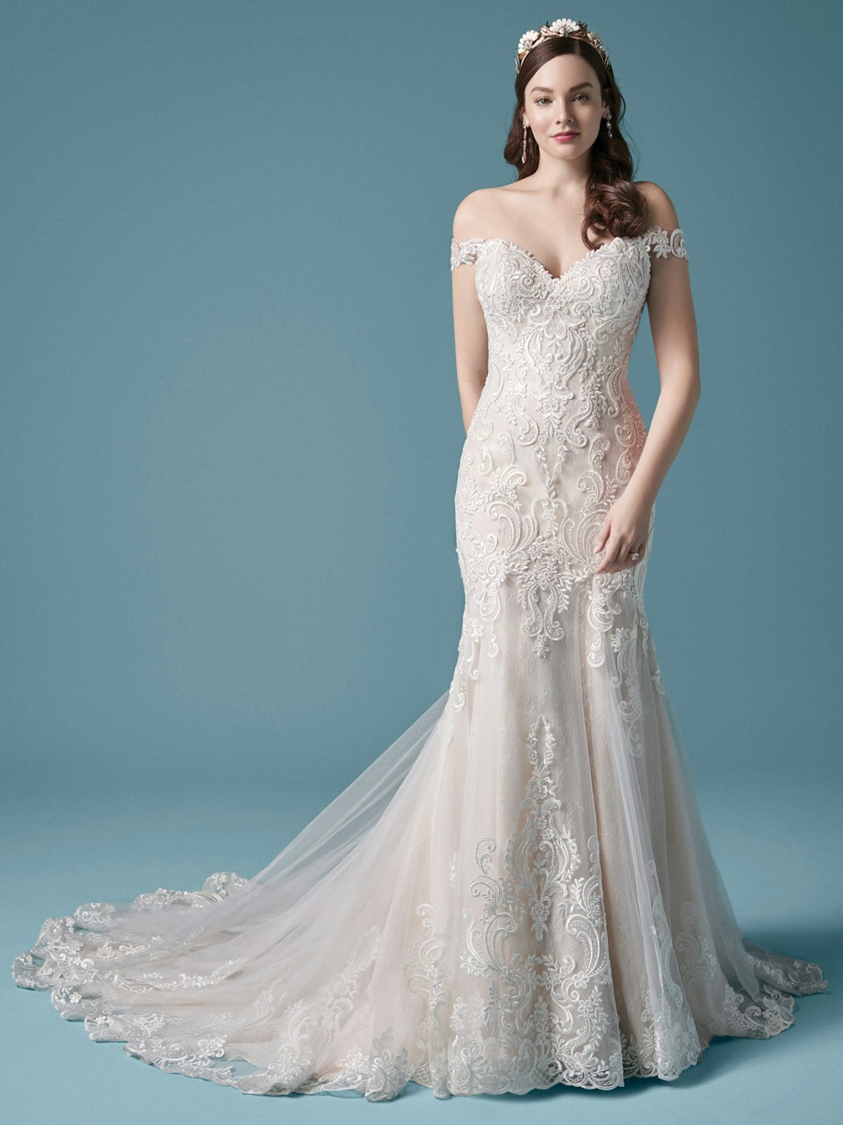 Cold Shoulder Sleeve Lace Mermaid Wedding Dress | Maggie Sottero ...