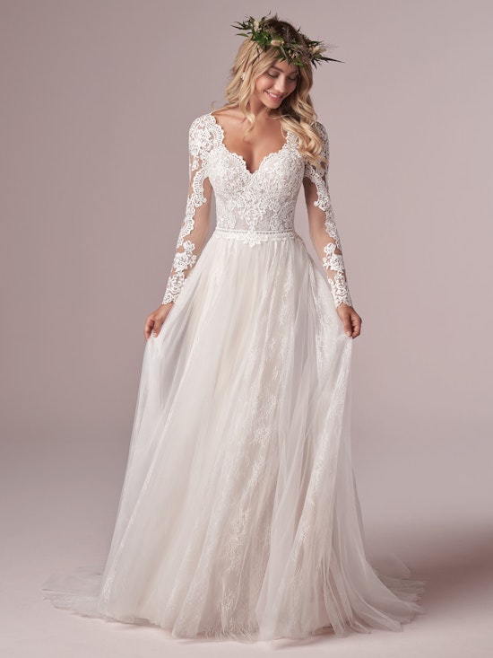 Iris Long Sleeve Boho Lace Wedding Dress Rebecca Ingram