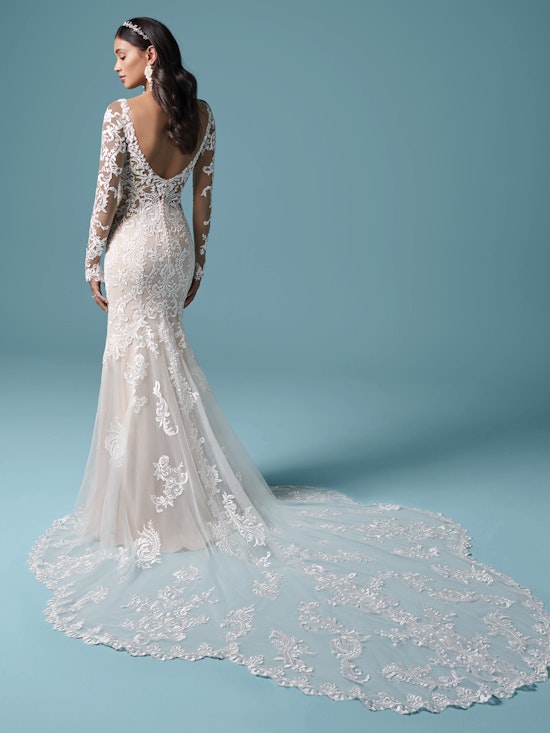Lydia Elegant Illusion Lace Sheath Wedding Dress Maggie