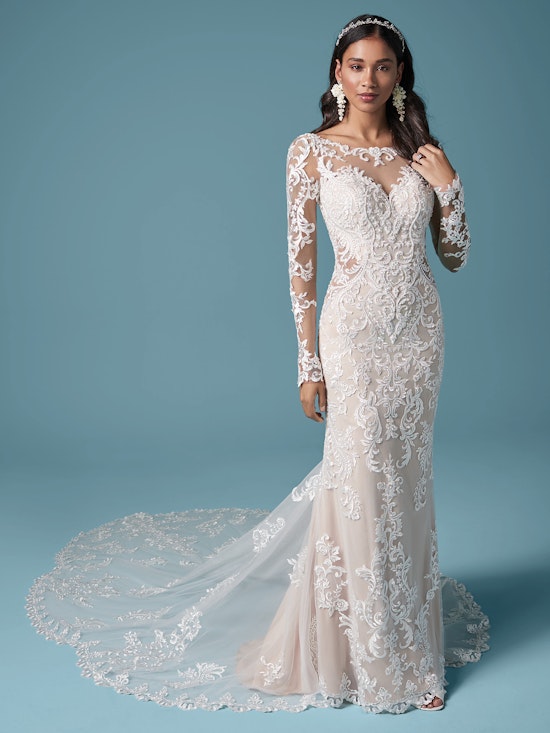 Lydia Elegant Illusion Lace Sheath Wedding Dress Maggie