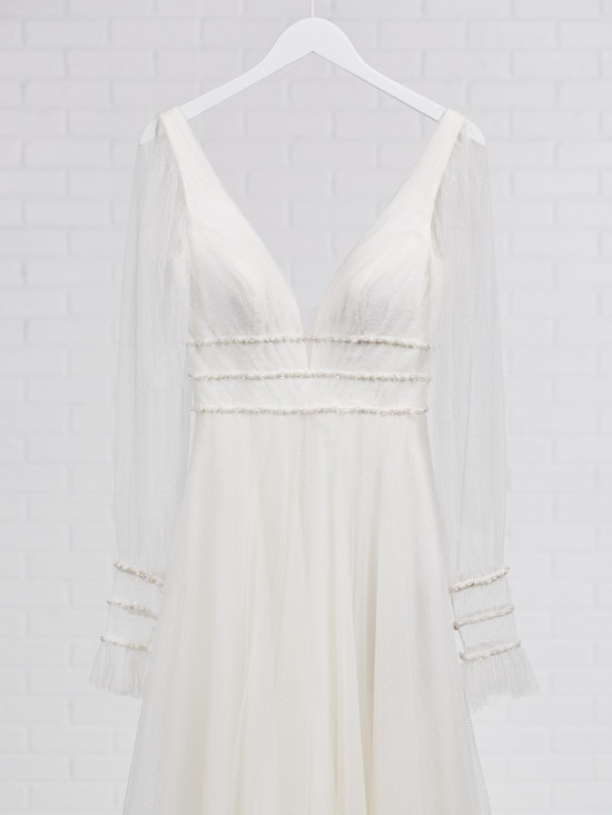 Bishop sleeve A-line wedding gown, Rebecca Ingram 20RT612 RK Bridal NYC